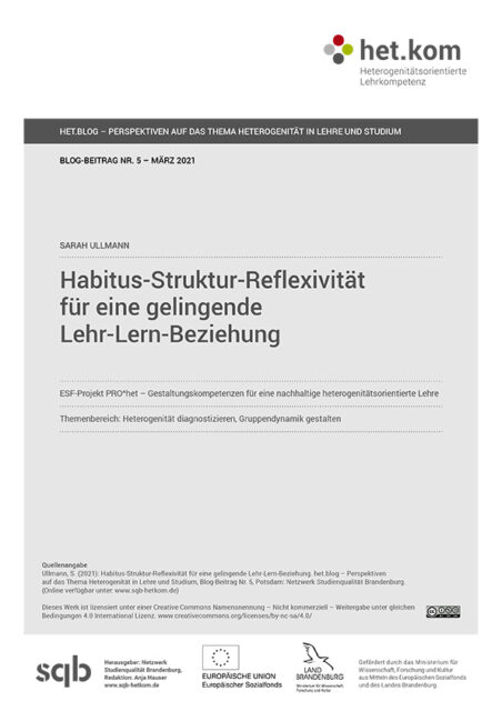 Habitus-Struktur-Reflexivität für eine gelingende Lehr-Lern-Beziehung